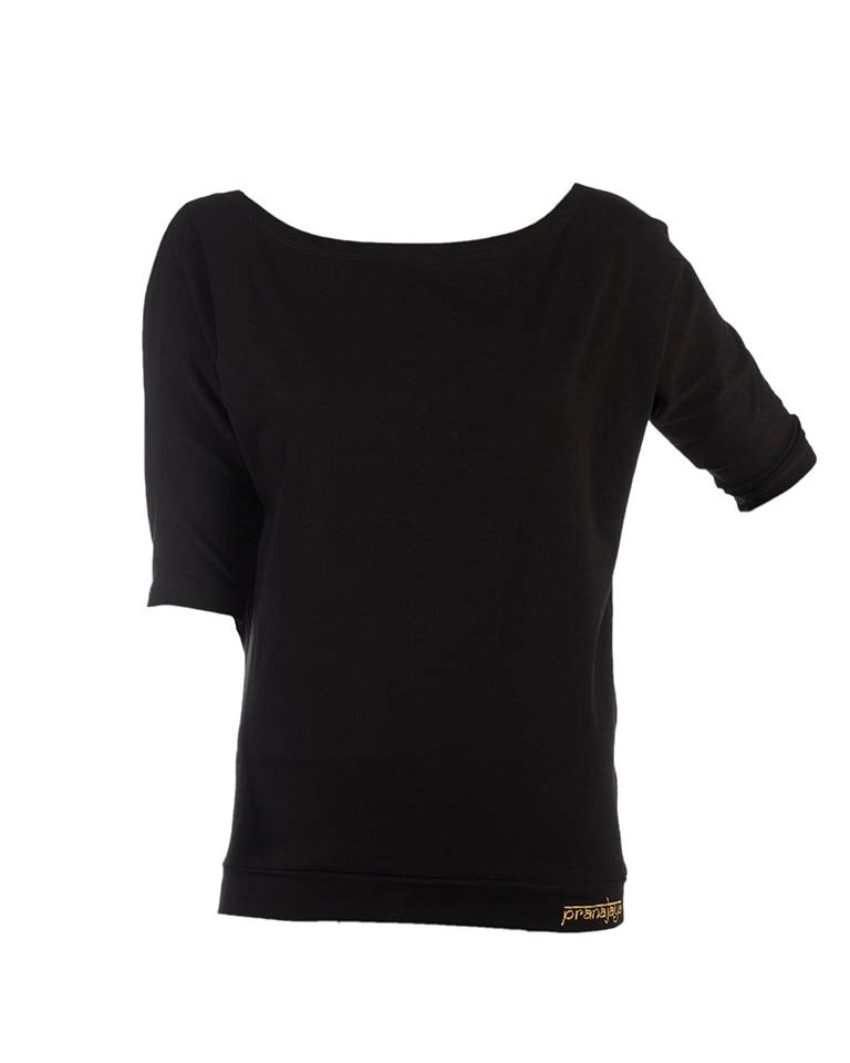 Top Damen Fledermaus Ärmel Shirt Schwarz