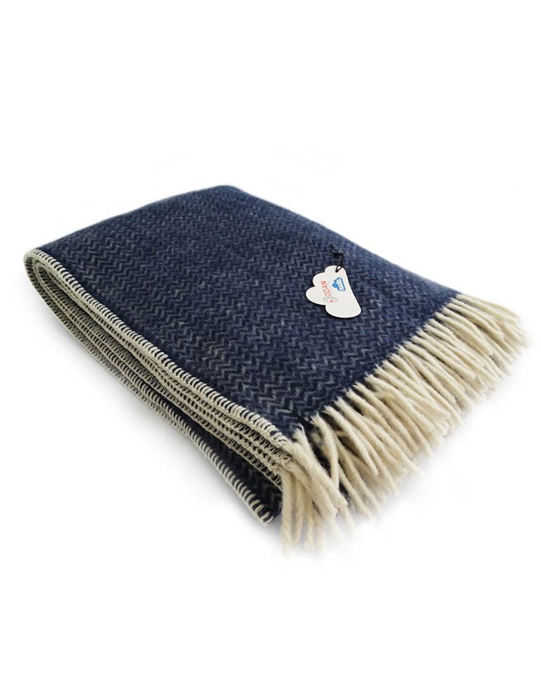 Woll-Poncho dunkelblau