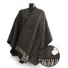 Woll-Poncho schwarz