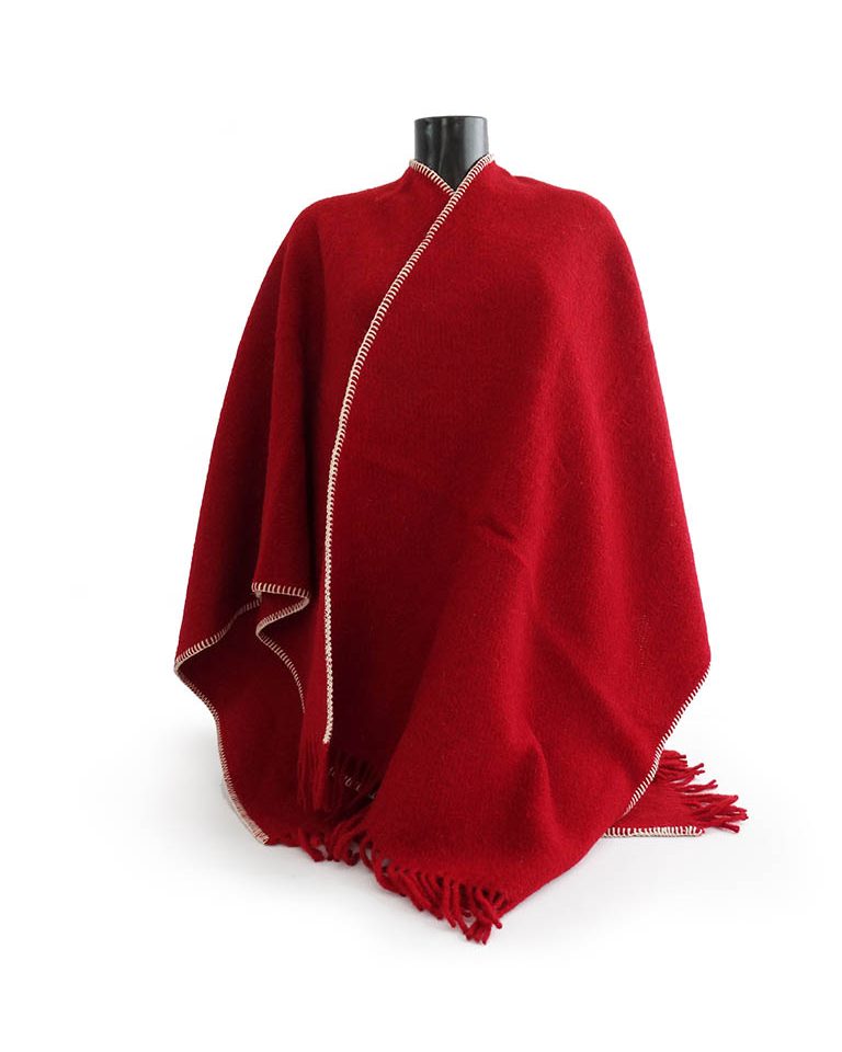 Woll-Poncho rot